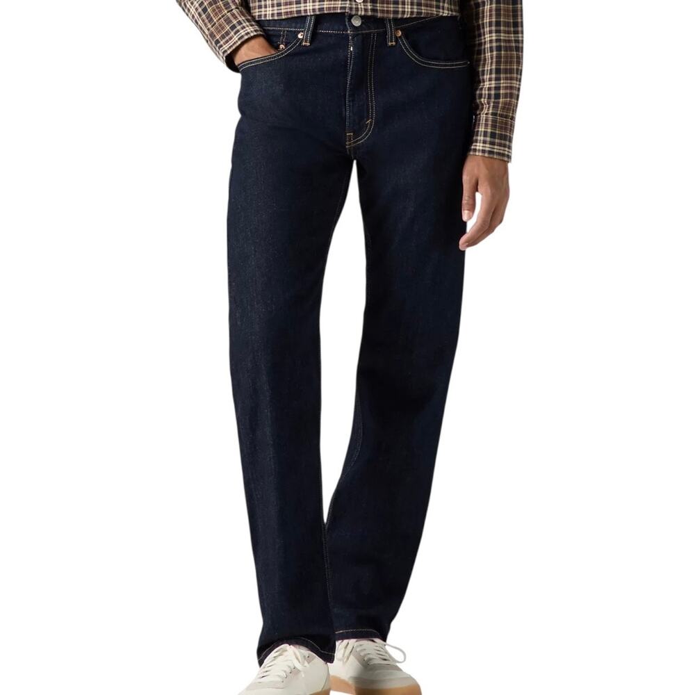 Levi’s Men’s 505 Regular Fit Stretch Jeans Dark Blue Size 38 X 32
